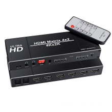 4K 4x2 HDMI Matrix Switch Splitter with IR Optical SPDIF 3.5mm Audio Extractor and EDID setting